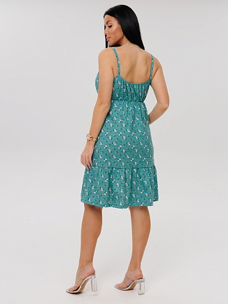 Женский сарафан С- 95(К) / Бирюзовый (цветы)