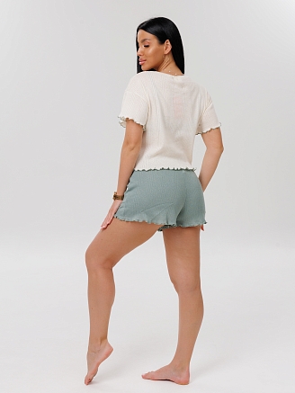 Женская пижама П-114(Трн) / Молочный, серо-зеленый