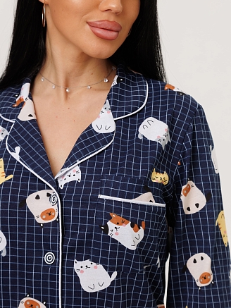 Женский костюм К-132(К) / Синий (кошки)