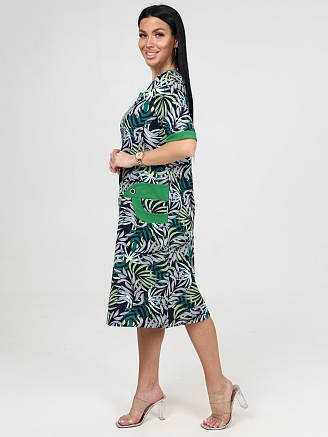 Женское платье РЕТРО ПлК-757 / Тропики зеленые