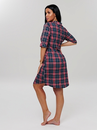 Женский халат Х-149(К) / Красный (клетка)