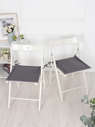 Комплект квадратных подушек на стул с завязками (2 шт.) / Серый