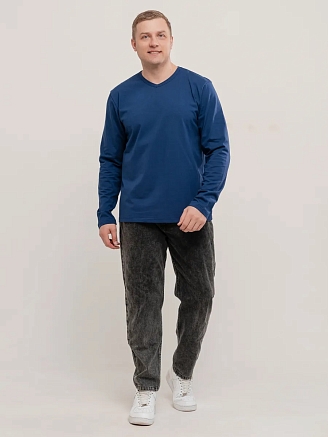Лонгслив мужской "Вольт" арт.мк1283с / Тёмно-Синий