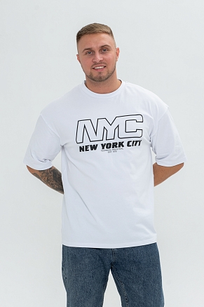 Футболка мужская 8507/1 NYC оверсайз / белый