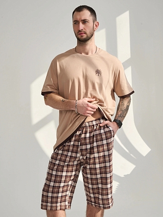 Мужской комплект "Пальма" (бриджи) 2456-К / Бежевый