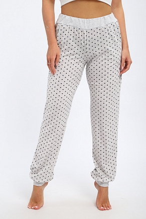Брюки женские из кулирки на манжете / Звезды на сером