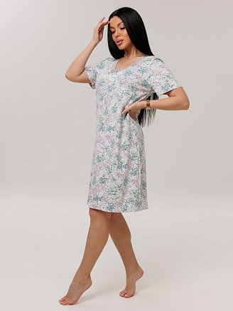 Женская сорочка Сор-24(Вис) / Бирюзовый (цветы)