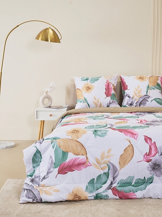 Постельное белье сатин с одеялом / Листья тропиков