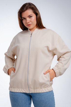 Женский бомбер из коттон фита / Песочный