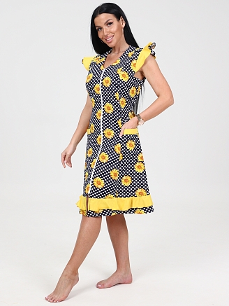 Женский халат НИНА ХК-826 / Календулы на горохе