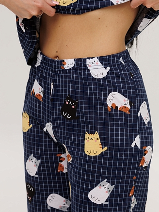 Женский костюм К-132(К) / Синий (кошки)