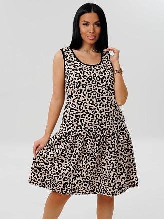 Женский сарафан С-100(К) / Бежевый (леопард)