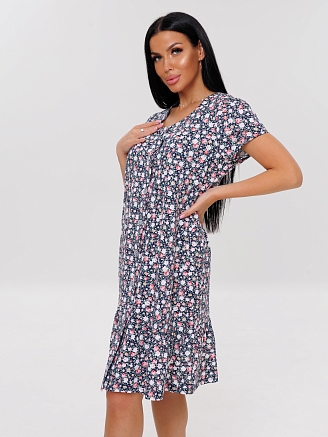 Женский халат Х-167(К) / Синий (цветы)