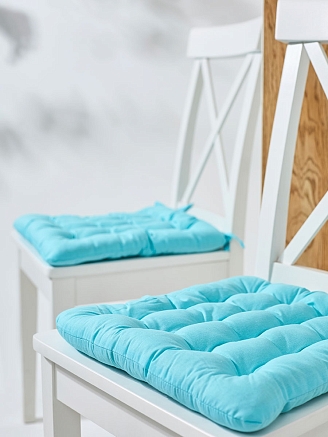 Комплект подушек на стул с завязками (бязь) 16т. / Ярко-голубой