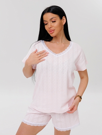 Женская пижама П-115(Риб) / Пудровый