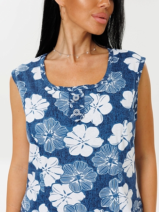 Женский сарафан С-36(К) / Индиго (цветы)