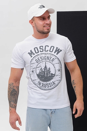 Мужская футболка 8503/1 / белый+Москва