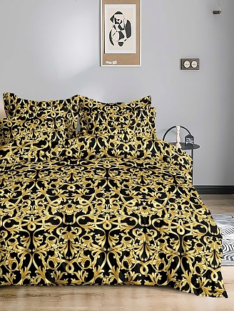 Постельное белье полисатин на молнии / Золотой вензель