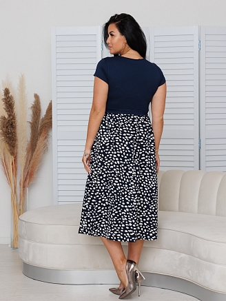 Женское платье Пл-88(Шт/вис) / Темно-синий (камешки)