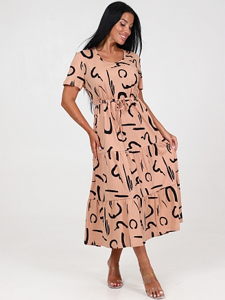 Женское платье КАСКАД ПлК-35 / Узор на бежевом