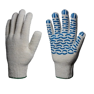 Перчатки 10 класс 6 нитей 8п. / Х/б с ПВХ