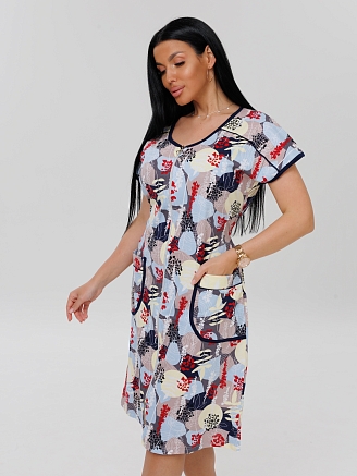 Женский халат Х-81(К) / Голубой (пятна)