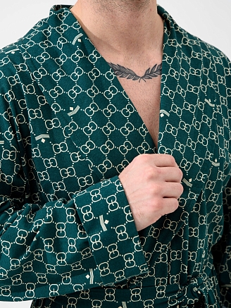 Мужской халат "Люкс" 2441-К / Зеленый