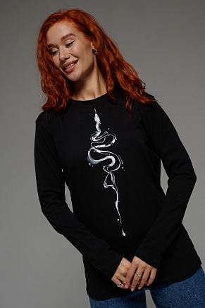 Женский лонгслив 8516 / черный+змея