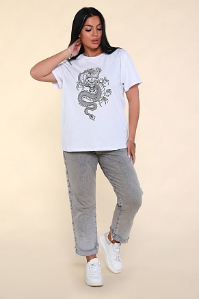 Женская футболка Тату Дракона-1 2218 / Белый