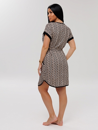 Женский халат Х-140(К) / Бежевый (геометрия)