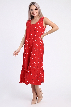 Женский сарафан 725 / Красный горох