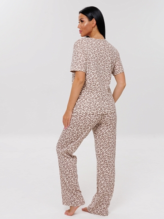 Женская пижама П-60(Каш) / Бежевый (леопард)