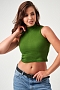 Женский топ 52714  укороченный с горлом / болотный