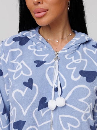 Женский халат Х-77(М) / Голубой (сердечки)