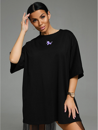 Женская футболка Бабл / Черный единорог