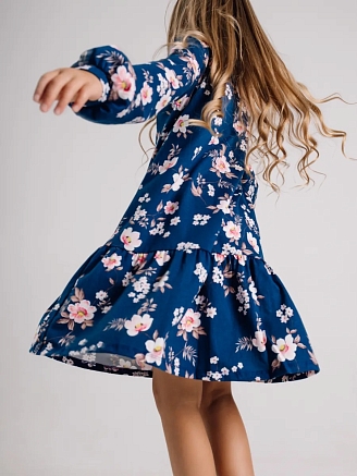 Детское платье "Конфетка" / Жасмин на синем