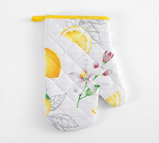 Прихватка-рукавица кухонная рогожка / Лимоны