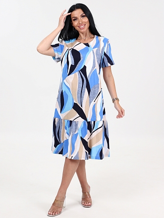 Женское платье АЛЕНА ПлК-2582 / Бежево-голубой лепесток