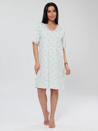 Женская сорочка Сор-26(Л) / Мятный (цветы)