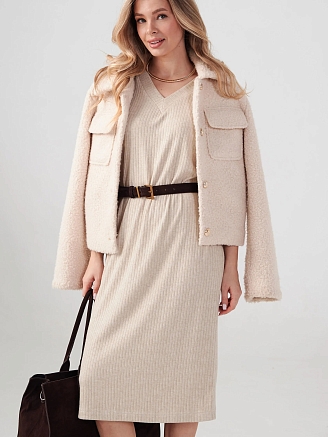 Женское платье "Ангора" 2418-Л / Бежевый