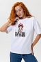 Женская футболка 8580 оверсайз / белый+королевна