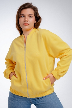 Женский бомбер из коттон фита / Жёлтый