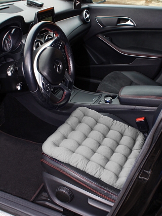 Подушка в автомобиль с гречневой лузгой арт. APG25 / Светло-серый