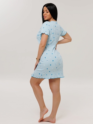 Женская сорочка Сор-106(Каш) / Светло-голубой (мелкие цветы)