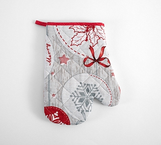 Прихватка-рукавица кухонная рогожка / Рождество 1