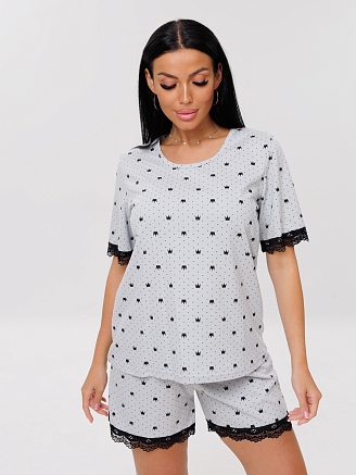 Женская пижама П-69(К) / Серый (короны)