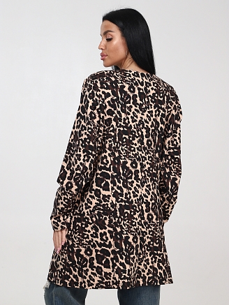 Женский кардиган МАКСИ КрФ-400 / Леопард черный