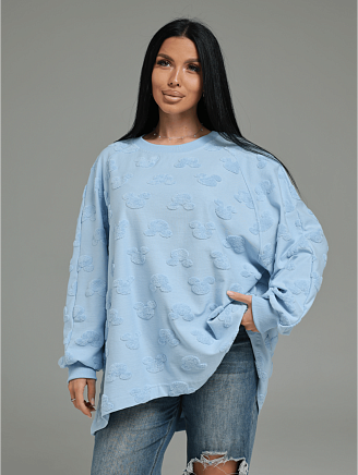 Женский свитшот Ребека / Махра Микки голубой