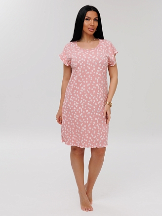 Женская сорочка Сор-107(Каш) / Розовый (ромашки)