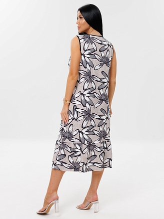 Женское платье Пл-111(К) / Серый (цветы)